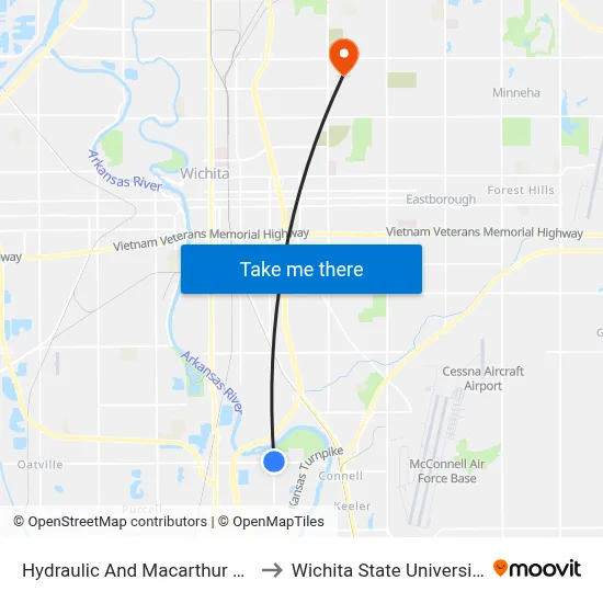 Hydraulic And Macarthur Ob to Wichita State University map