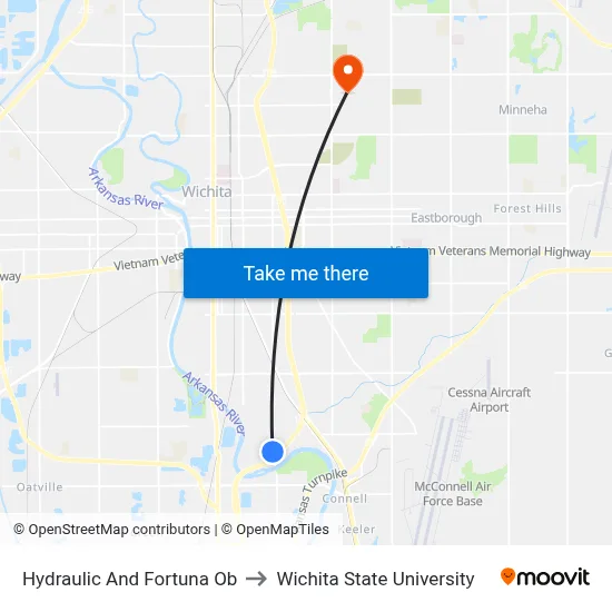 Hydraulic And Fortuna Ob to Wichita State University map