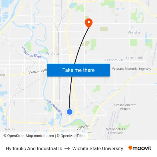 Hydraulic And Industrial Ib to Wichita State University map