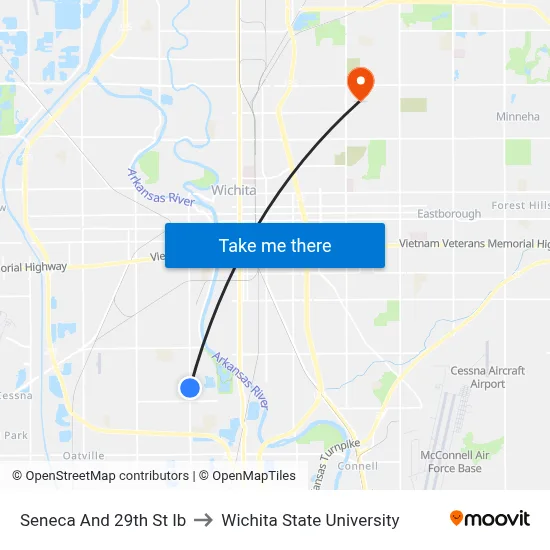 Seneca And 29th St Ib to Wichita State University map