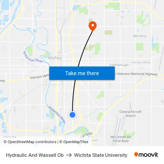 Hydraulic And Wassell Ob to Wichita State University map