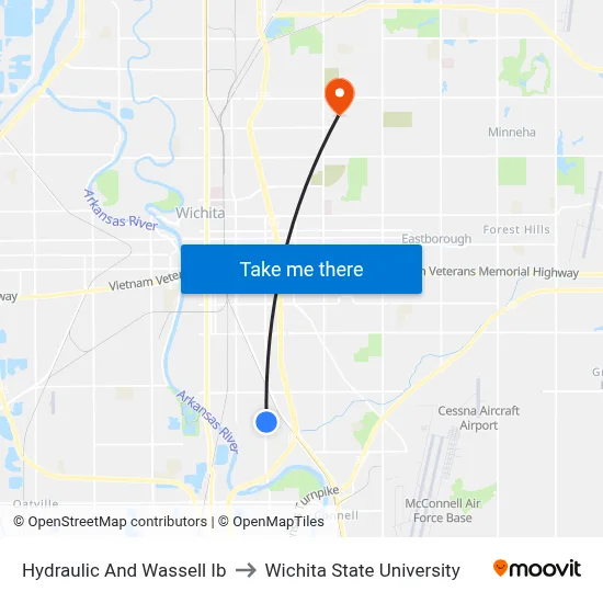 Hydraulic And Wassell Ib to Wichita State University map