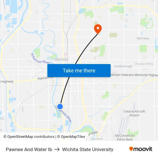 Pawnee And Water Ib to Wichita State University map