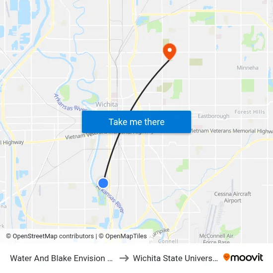 Water And Blake Envision Ob to Wichita State University map