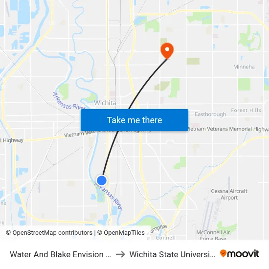 Water And Blake Envision Ib to Wichita State University map