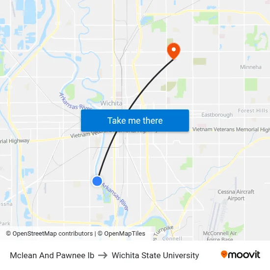 Mclean And Pawnee Ib to Wichita State University map
