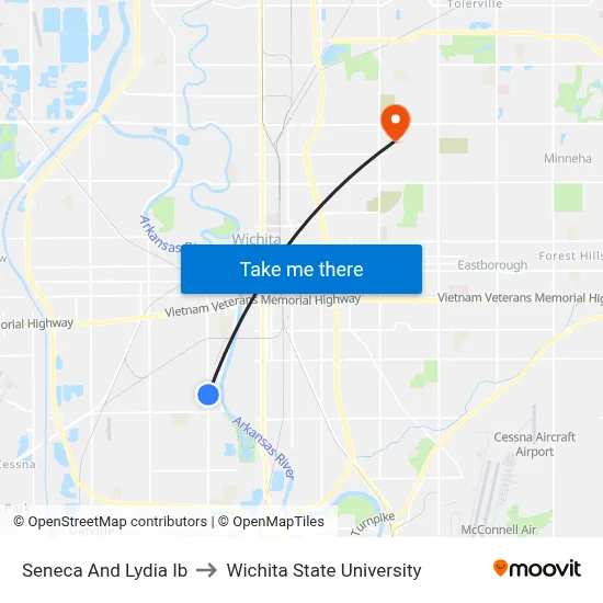 Seneca And Lydia  Ib to Wichita State University map