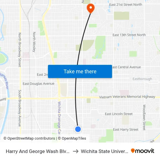 Harry And George Wash Blvd Ob to Wichita State University map