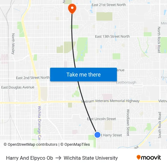 Harry And Elpyco Ob to Wichita State University map