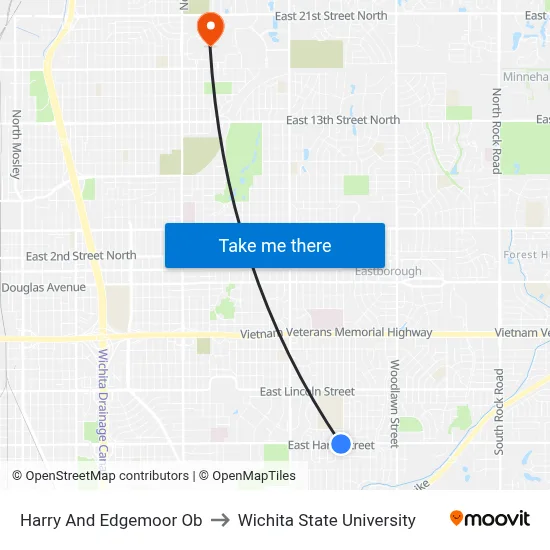 Harry And Edgemoor Ob to Wichita State University map