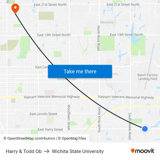 Harry & Todd Ob to Wichita State University map