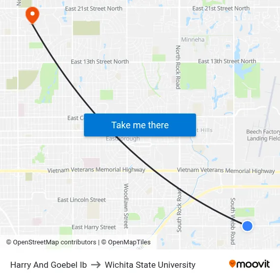 Harry And Goebel Ib to Wichita State University map