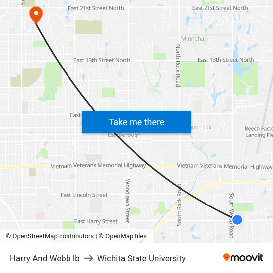 Harry And Webb Ib to Wichita State University map