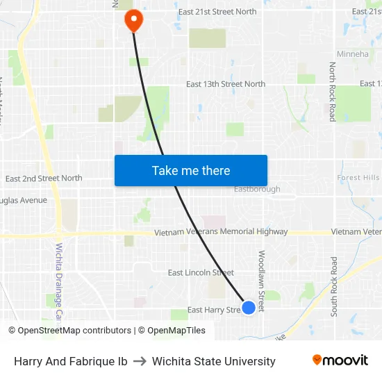 Harry And Fabrique Ib to Wichita State University map