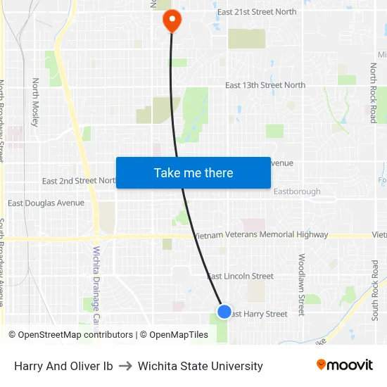 Harry And Oliver Ib to Wichita State University map