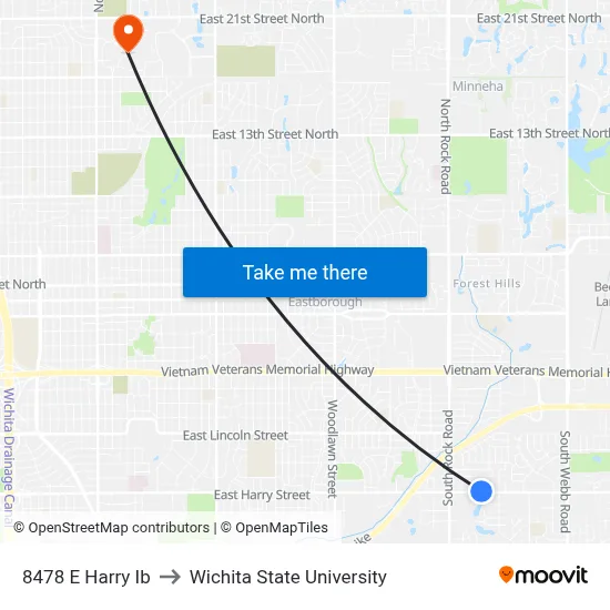 8478 E Harry Ib to Wichita State University map