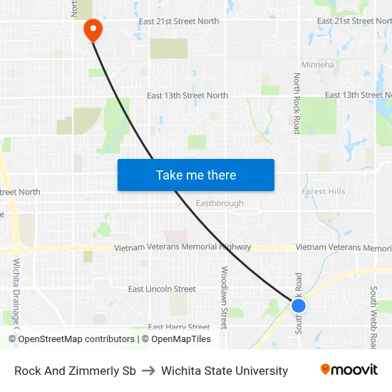 Rock And Zimmerly Sb to Wichita State University map