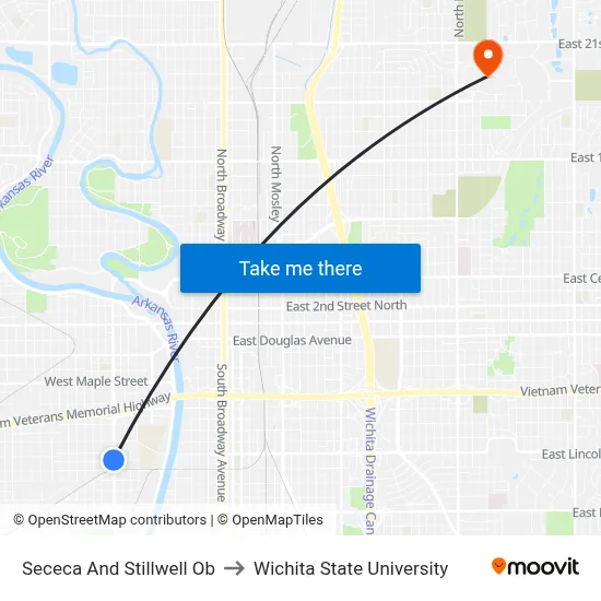 Sececa And Stillwell Ob to Wichita State University map