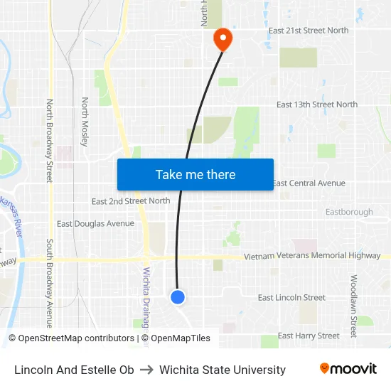 Lincoln And Estelle  Ob to Wichita State University map