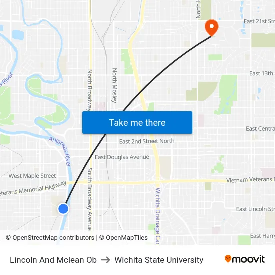 Lincoln And Mclean Ob to Wichita State University map