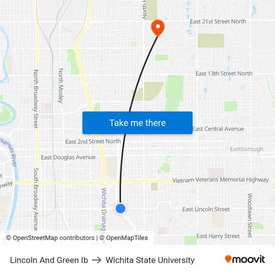 Lincoln And Green  Ib to Wichita State University map