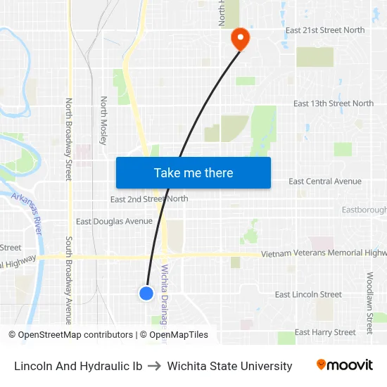 Lincoln And Hydraulic  Ib to Wichita State University map