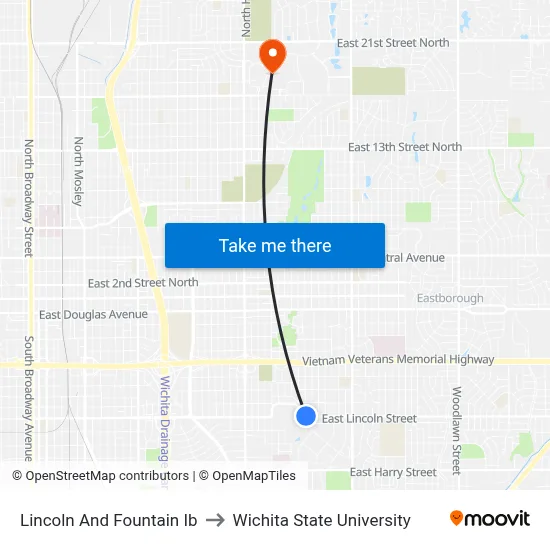 Lincoln And Fountain  Ib to Wichita State University map