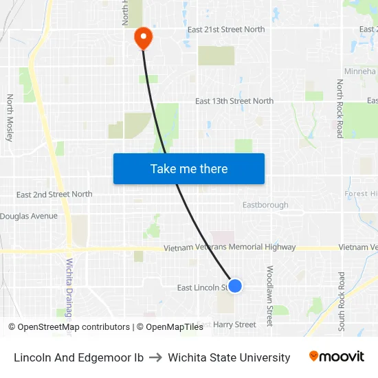 Lincoln And Edgemoor Ib to Wichita State University map