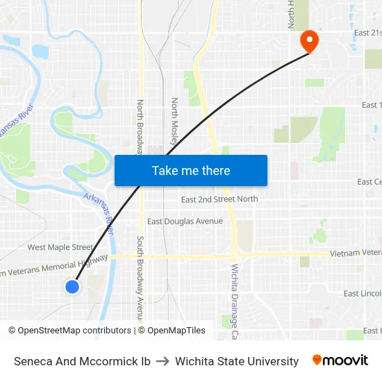 Seneca And Mccormick Ib to Wichita State University map