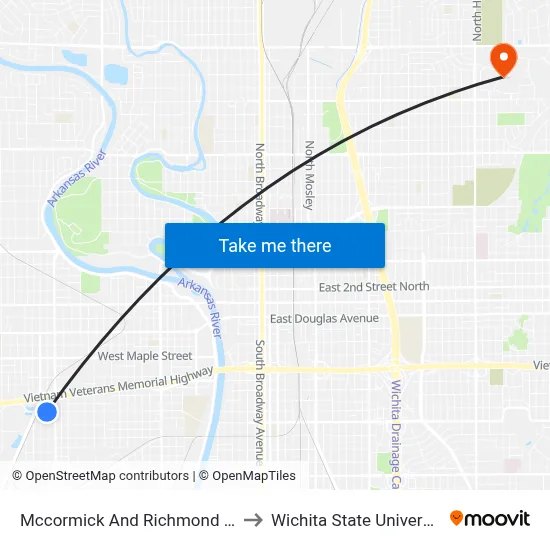 Mccormick And Richmond Ob to Wichita State University map