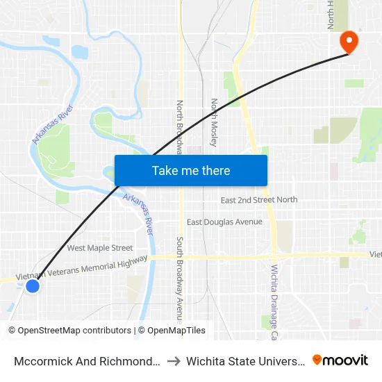 Mccormick And Richmond Ib to Wichita State University map