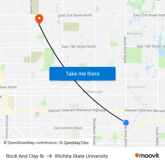 Rock And Clay Ib to Wichita State University map