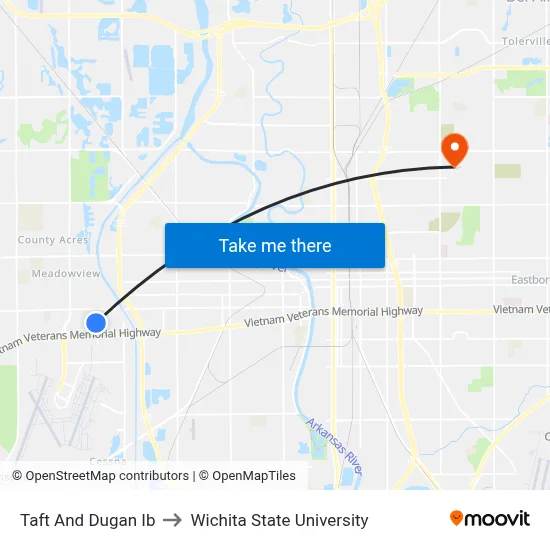 Taft And Dugan Ib to Wichita State University map