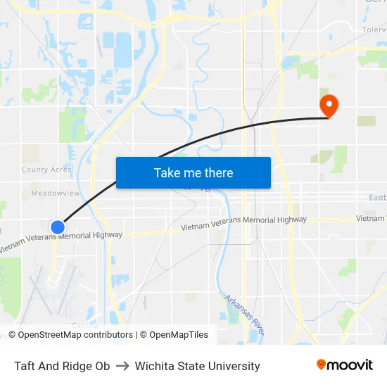 Taft And Ridge Ob to Wichita State University map