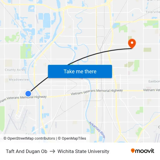 Taft And Dugan Ob to Wichita State University map