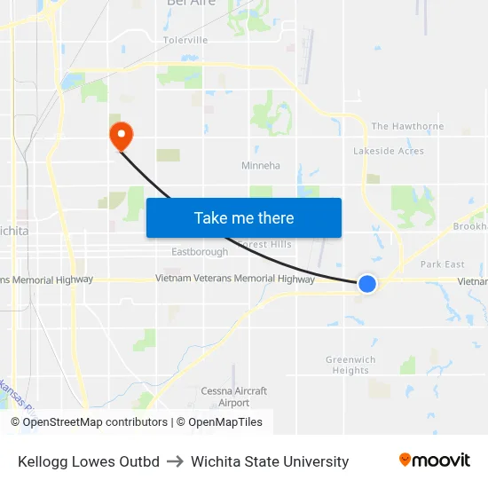 Kellogg Lowes Outbd to Wichita State University map