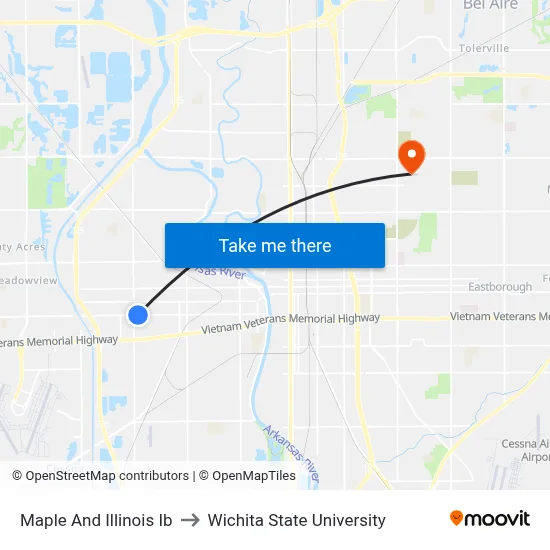 Maple And Illinois Ib to Wichita State University map