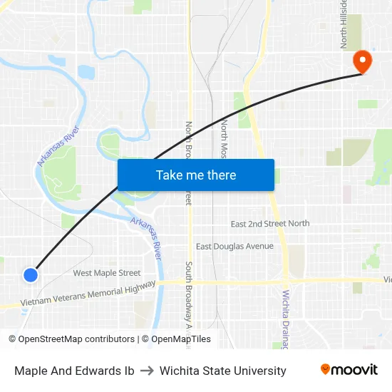 Maple And Edwards Ib to Wichita State University map