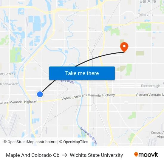 Maple And Colorado Ob to Wichita State University map