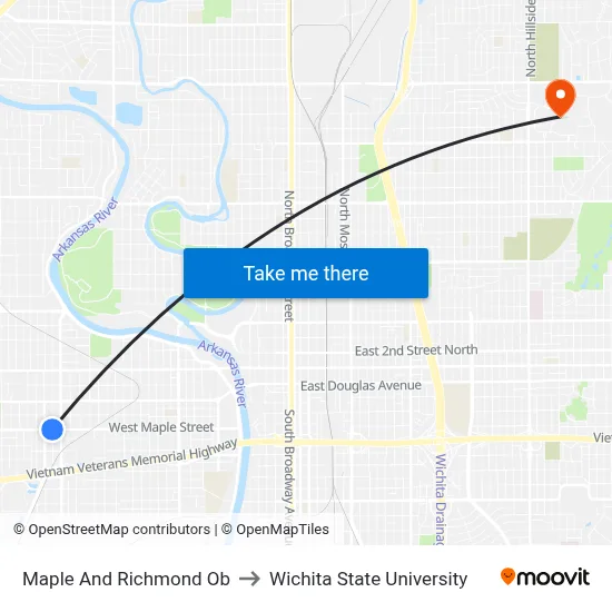 Maple And Richmond Ob to Wichita State University map
