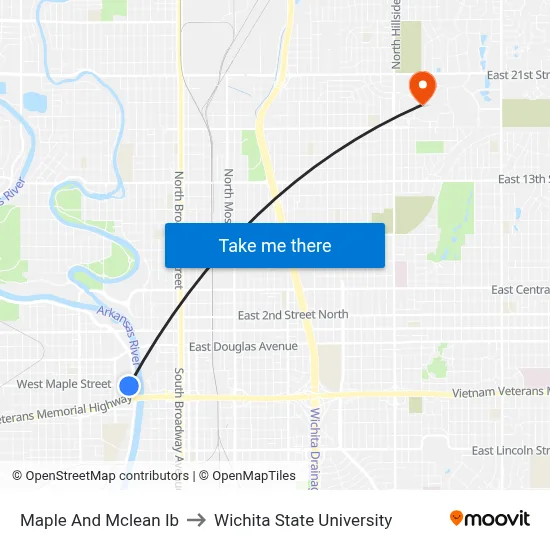 Maple And Mclean Ib to Wichita State University map