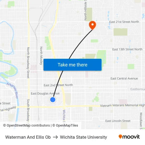 Waterman And Ellis Ob to Wichita State University map