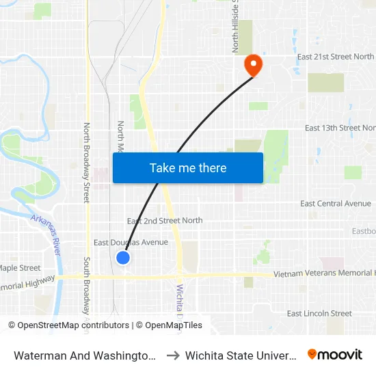 Waterman And Washington Ib to Wichita State University map
