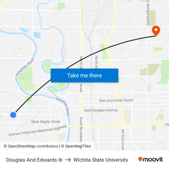 Douglas And Edwards Ib to Wichita State University map