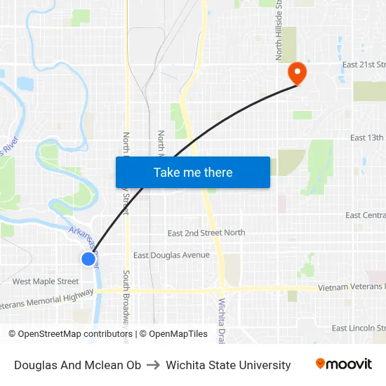 Douglas And Mclean Ob to Wichita State University map