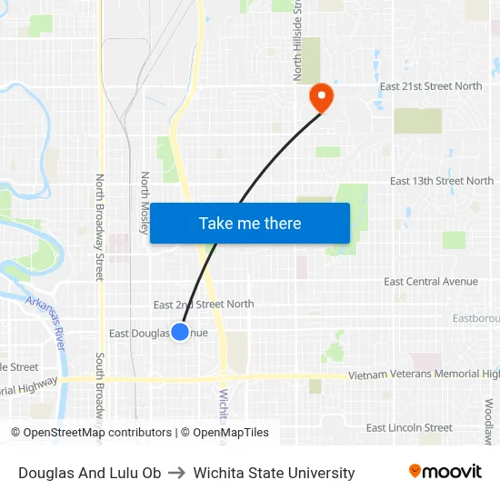 Douglas And Lulu Ob to Wichita State University map