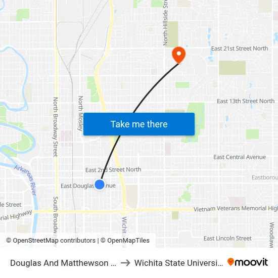 Douglas And Matthewson Ib to Wichita State University map