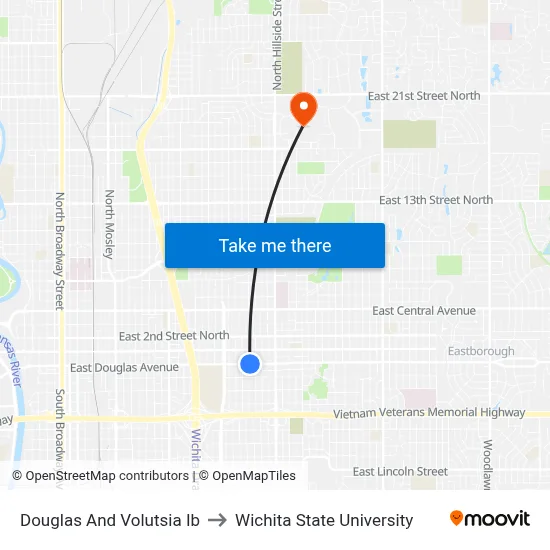 Douglas And Volutsia Ib to Wichita State University map