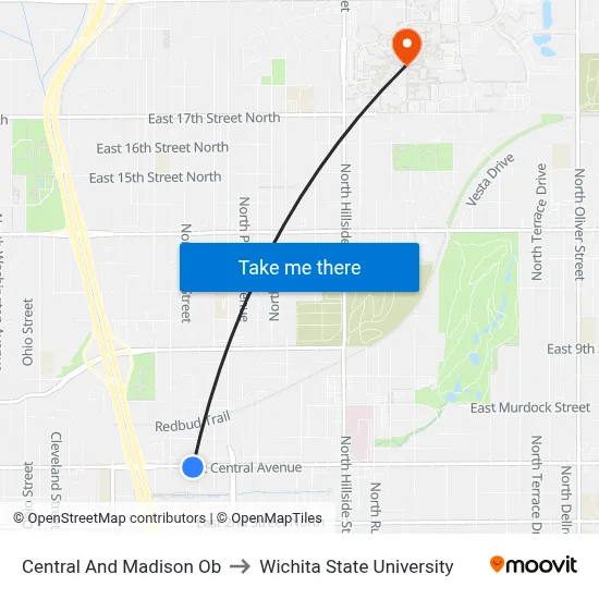 Central And Madison Ob to Wichita State University map