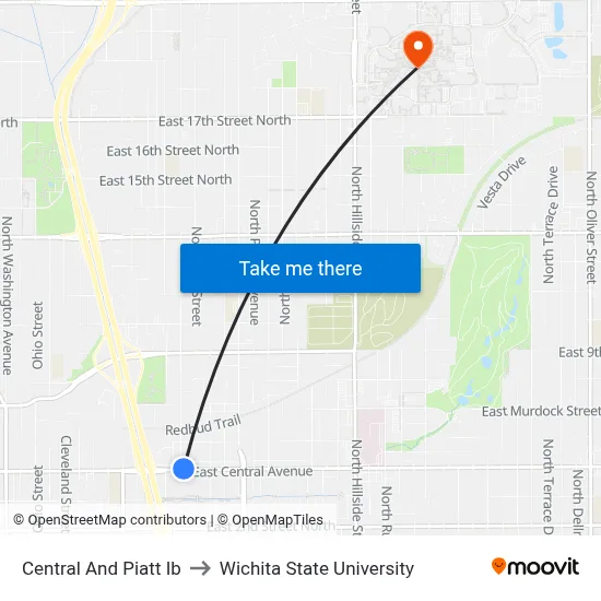Central And Piatt Ib to Wichita State University map